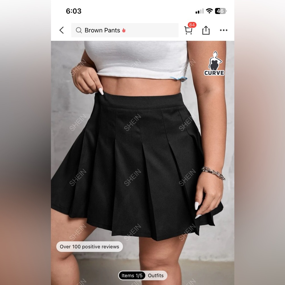SHEIN black high waisted pleated skirt SHEIN